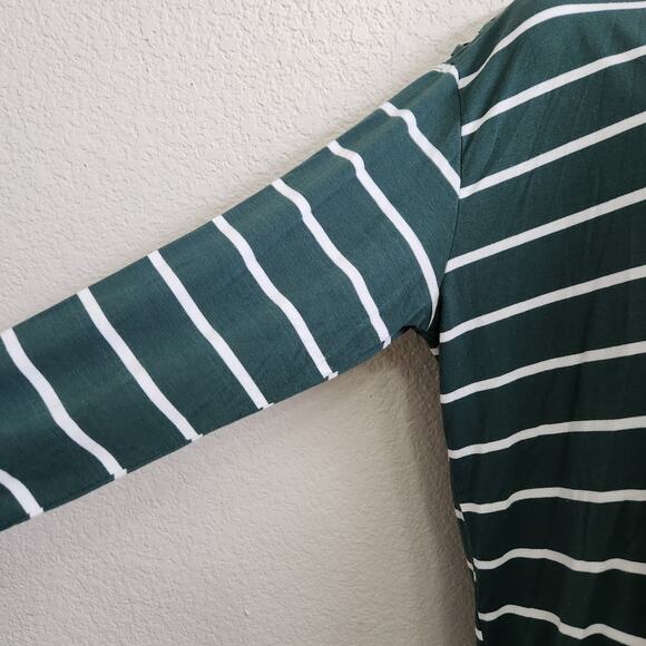 Thyme + Honey Green White Striped Long Sleeves Top XL Lightweight Soft Stretch - Picture 3 of 6